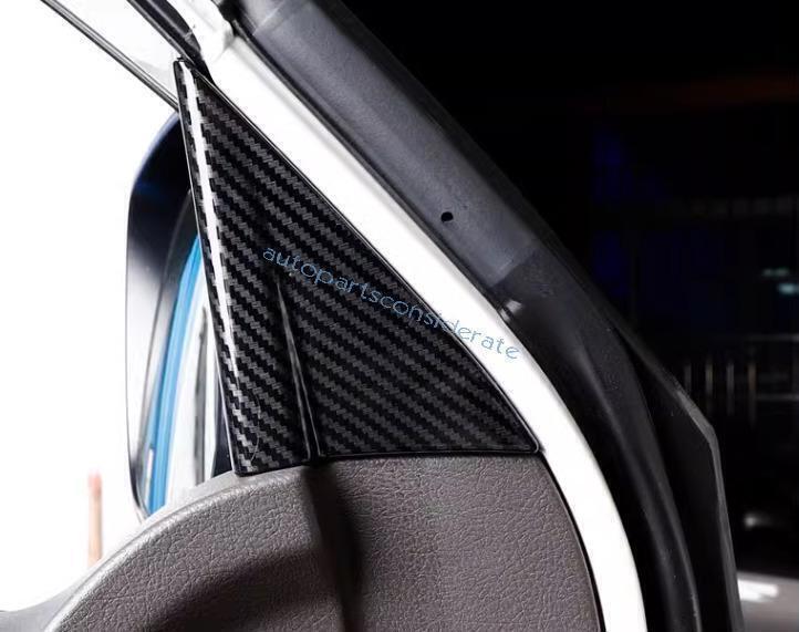 for Toyota for Land Cruiser 16-21 Carbon Fiber A Pillar Front Triangle Cover Trim 2P