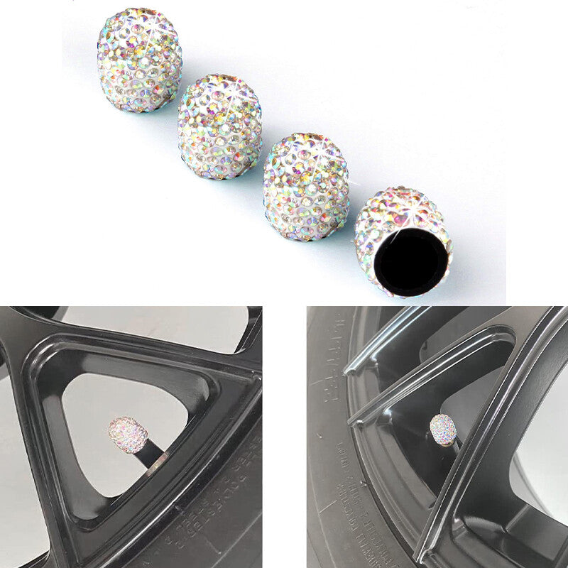 4Pcs Fashion Diamond Bling Car Tyre Tire Wheel Rims Air Valve Stem Cap Colorful