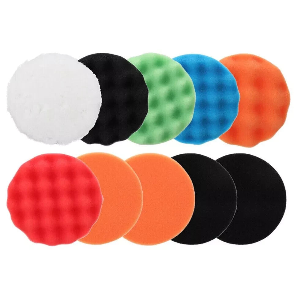 12-Piece 5-inch Car Polishing Pad Polishing Sponge Buffer Set Waxing Foam Polishing Machine Kit