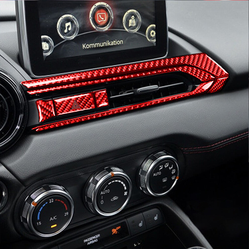 for Mazda MX-5 16-20 Carbon Fiber Interior Center Air Vent Outlet Cover Trim Red