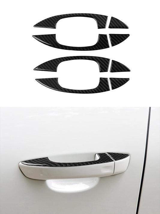 8Pcs Door Handle Trim Cover Carbon Fiber for VW Touareg 2011-2018