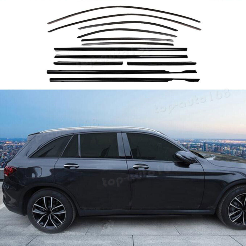 Bright Black Window Strip Cover Trims for Mercedes-Benz GLC-Class SUV 2016-2022