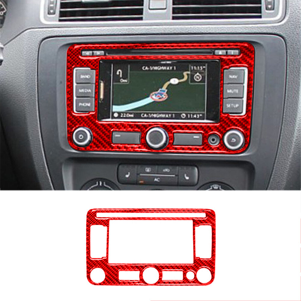 Red Carbon Fiber Radio With Navigation Trim for Volkswagen for Jetta Sedan Type C