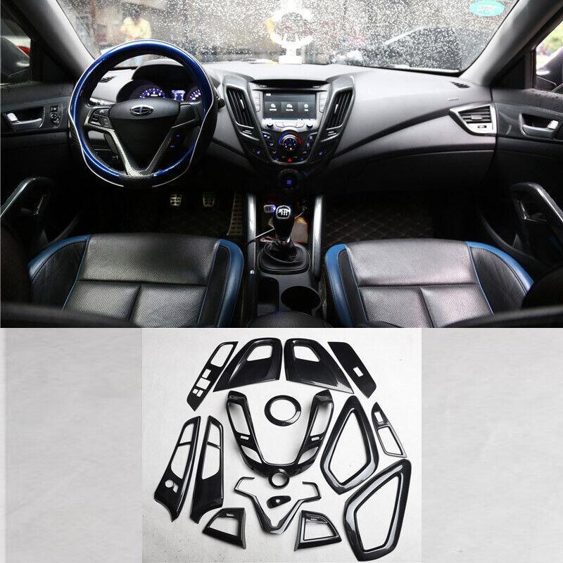 for Hyundai for Veloster 12-17 Carbon Fiber Interior Trim Dashboard Door Cover