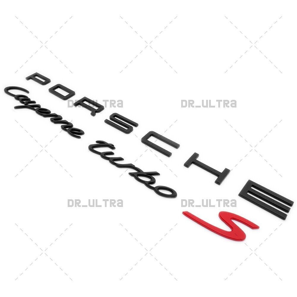 Black  Red P-O-R-S-C-H-E for Cayenne Turbo S Letter Rear Badge Emblem Nameplate 958