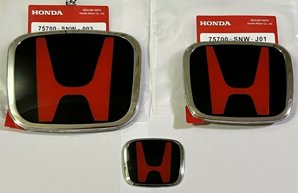 FOR 06-15 for Civic 4DR Sedan JDM Red Black Front Rear Steering Wheel Emblem 09-11