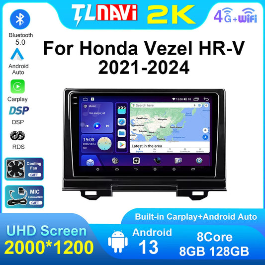 Android Car Radio for Honda Vezel HR-V 2021-2024 Carplay GPS Auto Player Screen