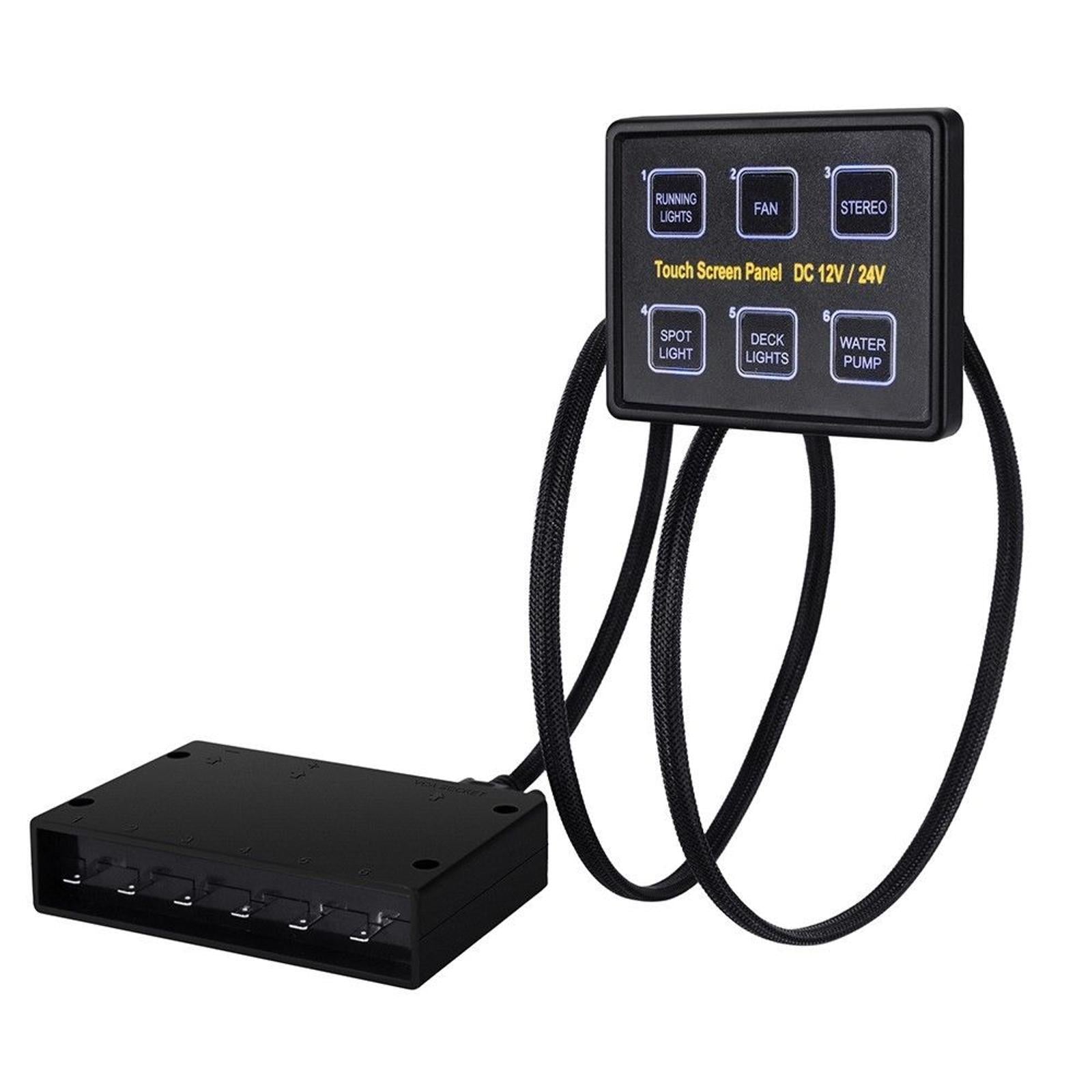 6 Gang LED Capacitive Switch Panel Touch Control Panel Box for Car Marine Boat E