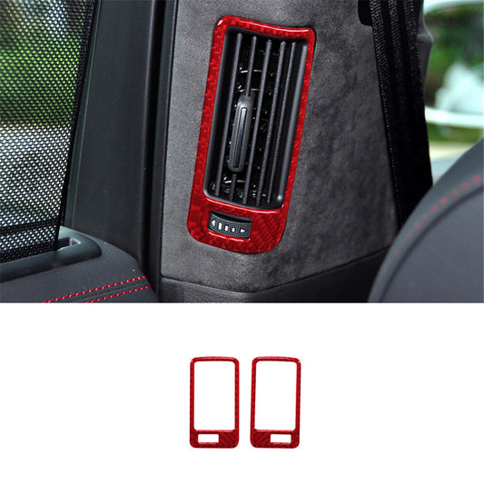 2X Red Carbon Fiber Rear Door Air Outlet Trim Panel for Audi Q7 2007-2015