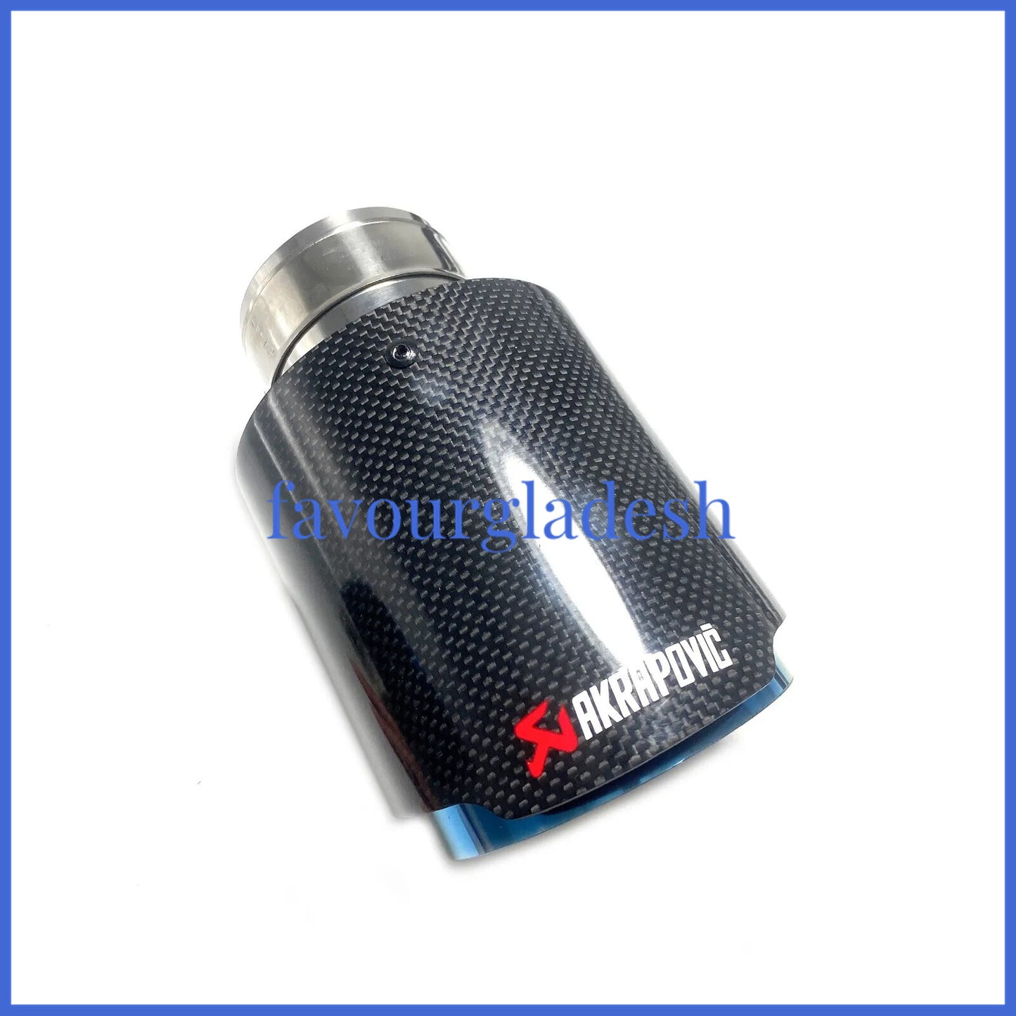 1X 3.0 76mm  4.5114mm Akrapovic Glossy Carbon Fiber Exhaust tip Blue End pipe