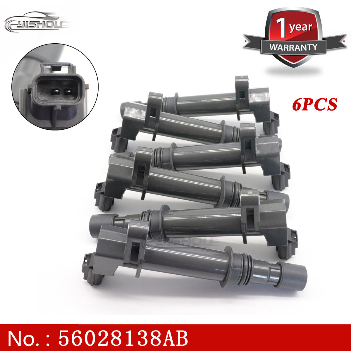 6-pack of 56028138AB ignition coils suitable for 02-09 for Dodge for Jeep for Mitsubishi 3.7L V6 UF270