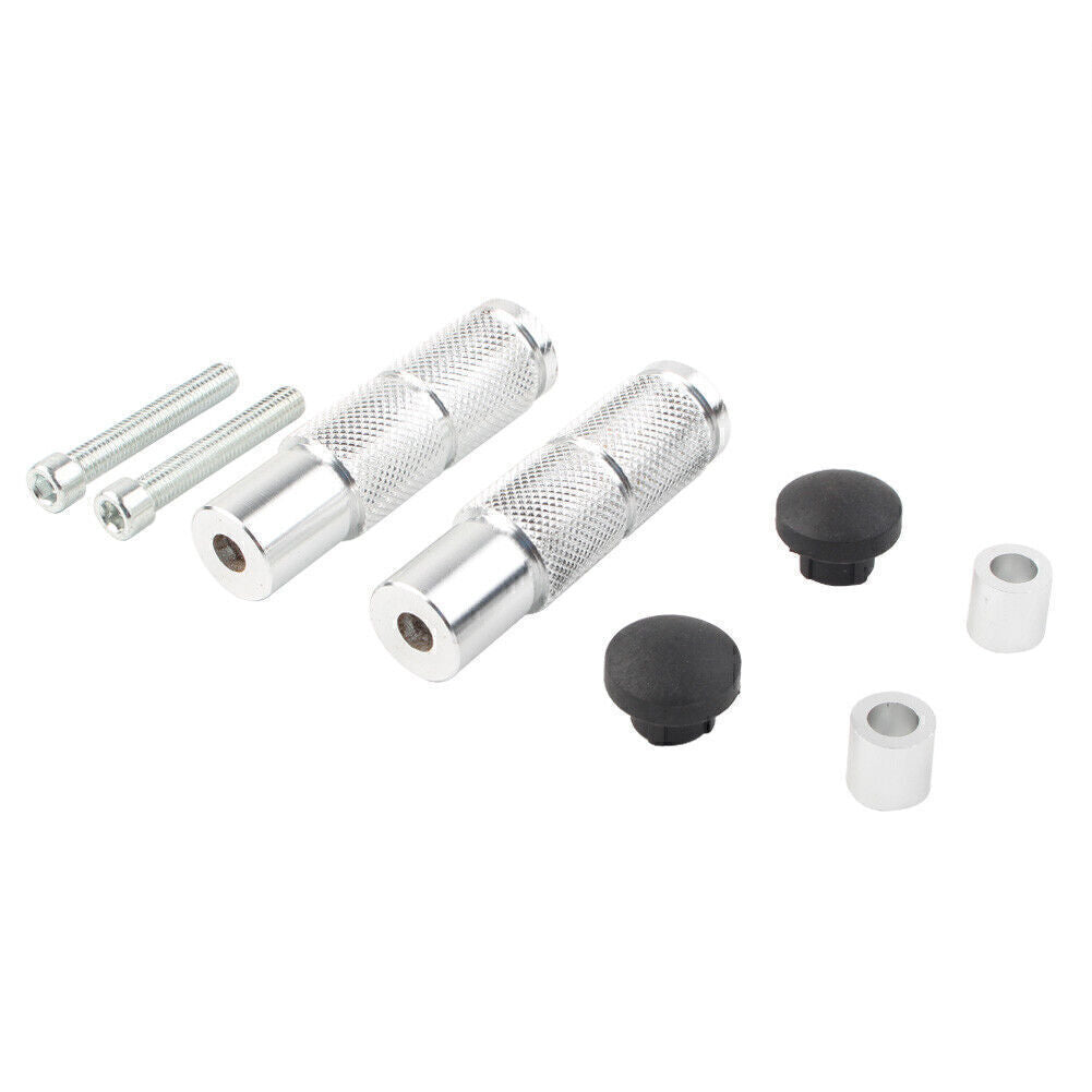 Universal Motorcycle Bike Foot Pegs Footpegs Rear Set Pedals CNC Silver