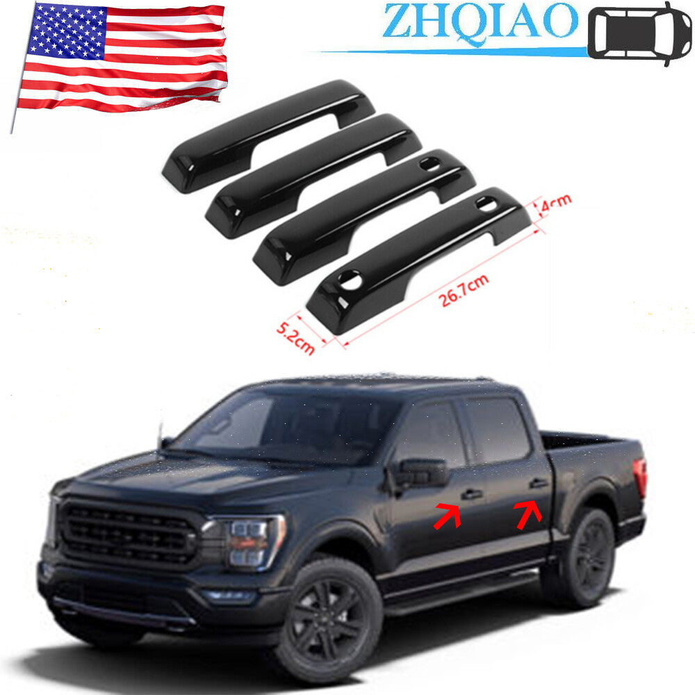 GLOSS BLACK Door Handle Covers For 2021-2024 for Ford F150 F-150 (W/ Smartkey Hole)