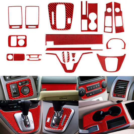 20PCS Red Carbon Fiber Interior Set Decorative Trim for Honda CR-V CRV 2007-2011