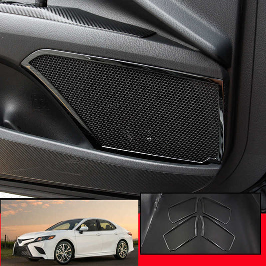 for Toyota for Camry 2018-2023 Black S.Steel Inner Door Speaker Sound Frame Trim 4X