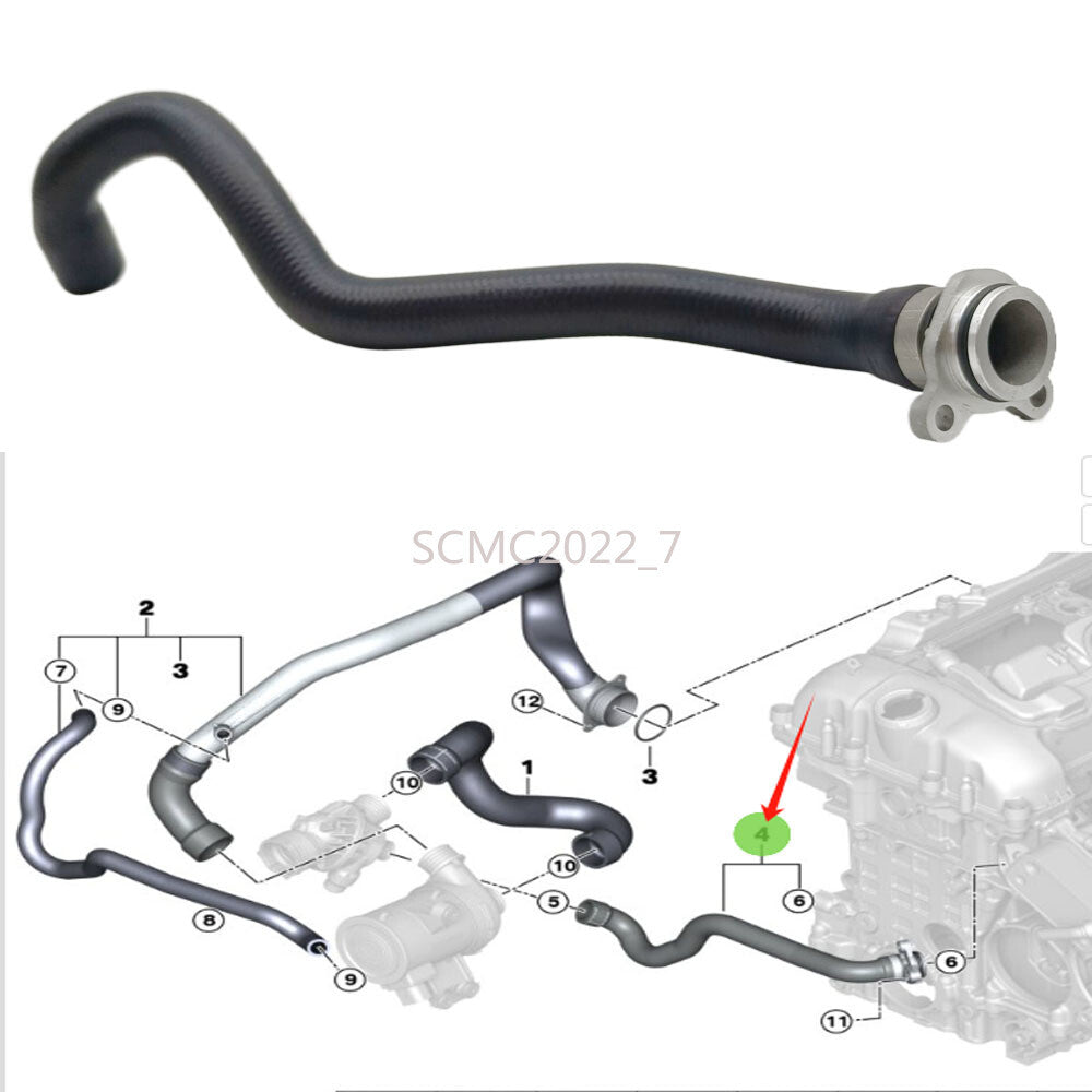 Quality Engine Coolant Water Hose 11537649409 for BMW N55 X5 X6 F15 F16 2014-19