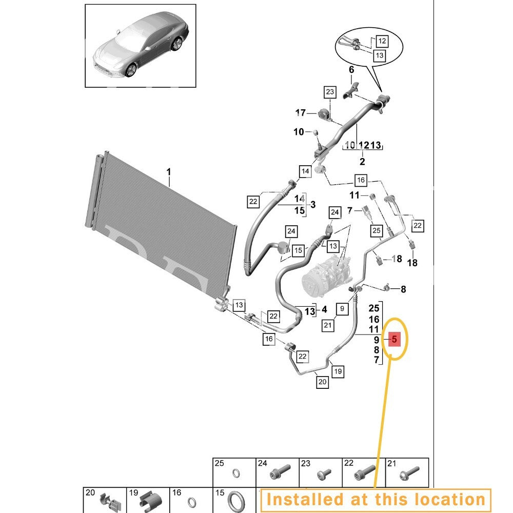 Suitable for Porsche for Panamera AC air conditioning fluid hose line 971260702F/D