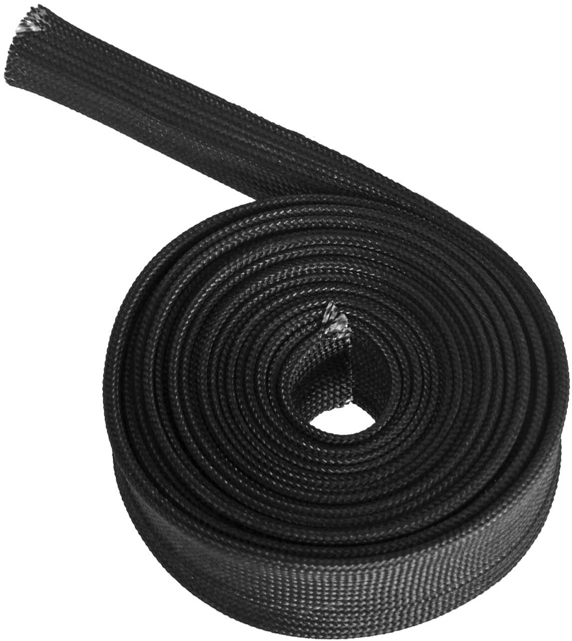 Heat shield 10 ft - 3/4 inch ID adjustable black for automotive wiring harnesses