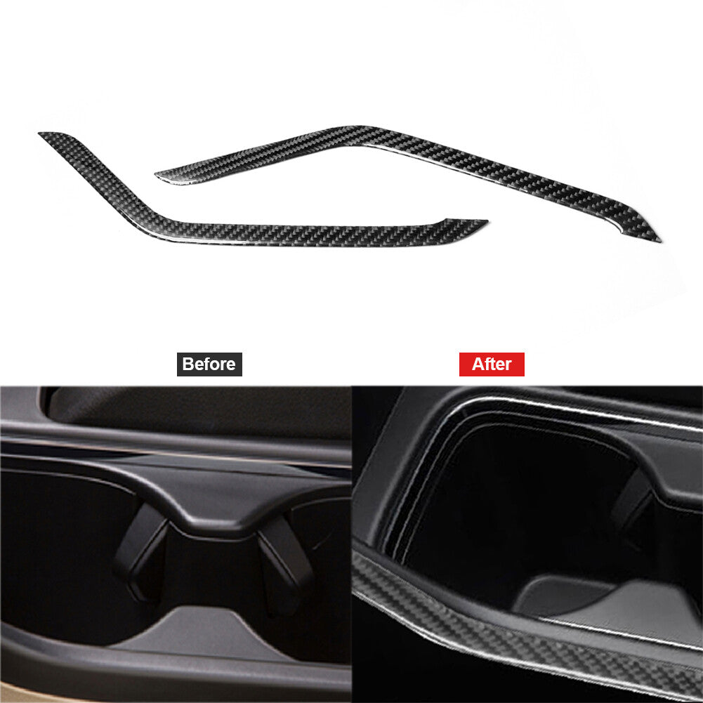 Carbon Fiber Watercup Decorative Strip Trim Cover for Honda for Civic Coupe 2013-15