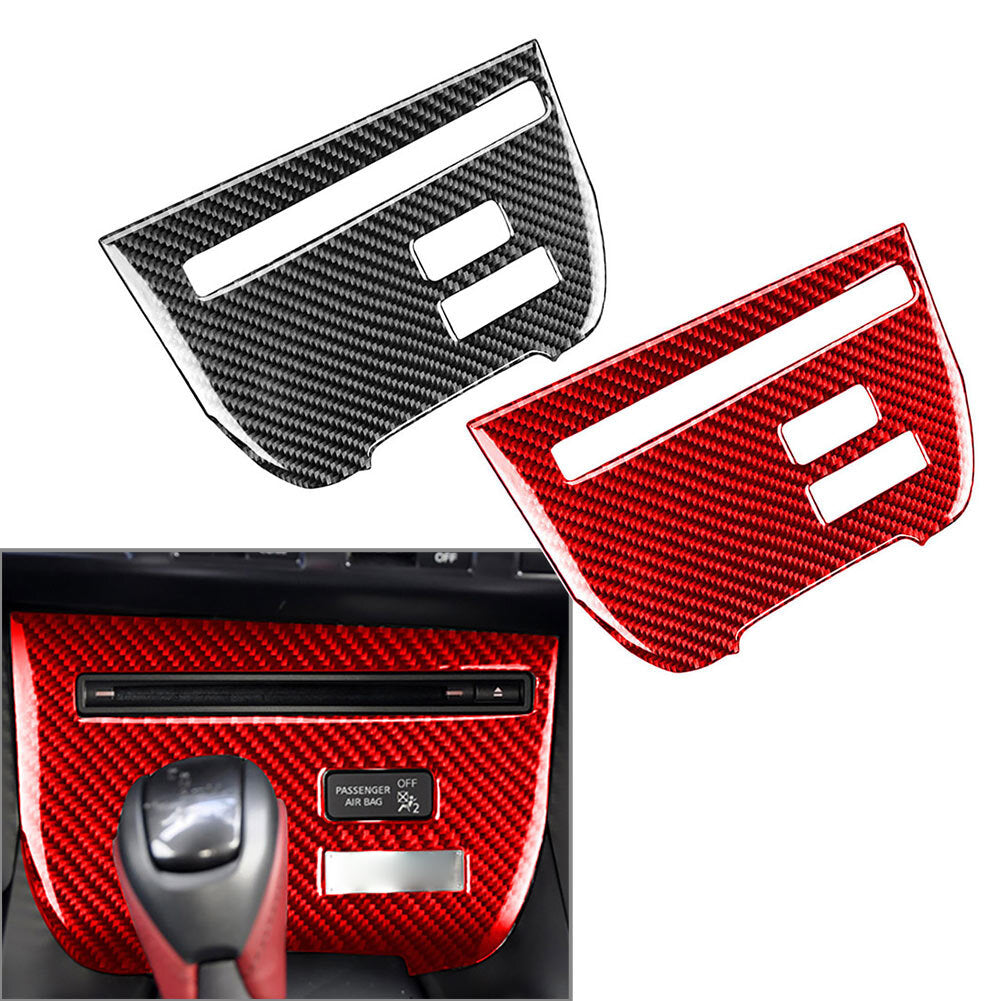 Central Console CD Panel Cover Trim for Nissan GTR R35 2008-16 Carbon Fiber Red