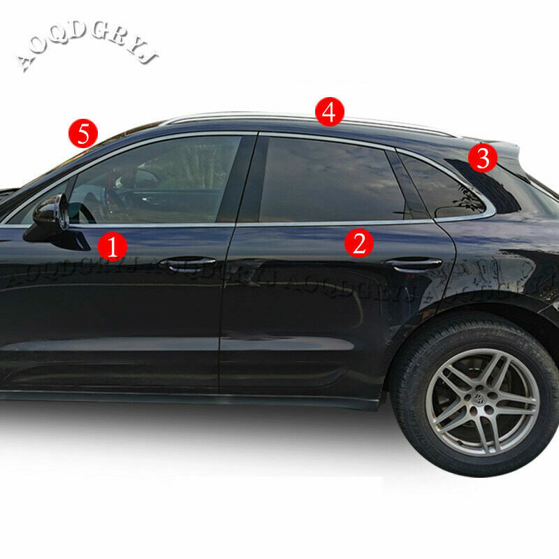 for Porsche Macan 2014-2019 Glossy Black Window Moulding Pillar Sill Trim Cover
