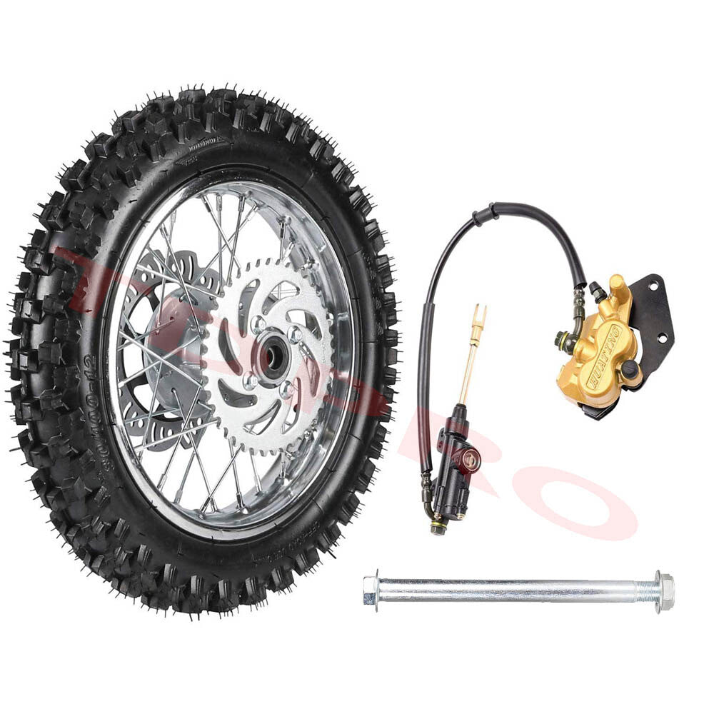 12-inch rear wheel, 80/100-12 tire, rim, for mini dirt pit bike, off-road razor SSR, 110cc, 125cc