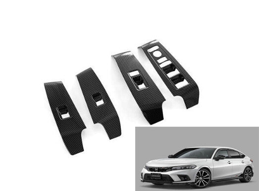 Carbon Fiber Interior Window Switch Panel Cover Trim for Honda Civic11th 2021+