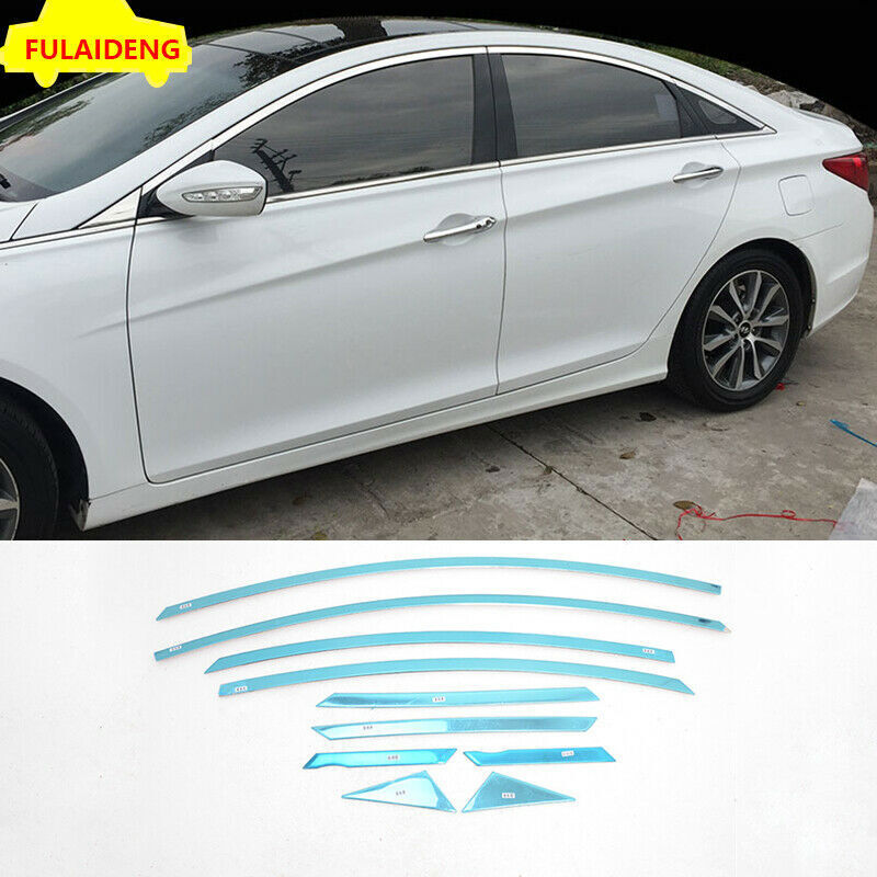 for Hyundai Sonata 8th 2011-2014 Chrome Window Frame Sill Trim Molding Cover 10P