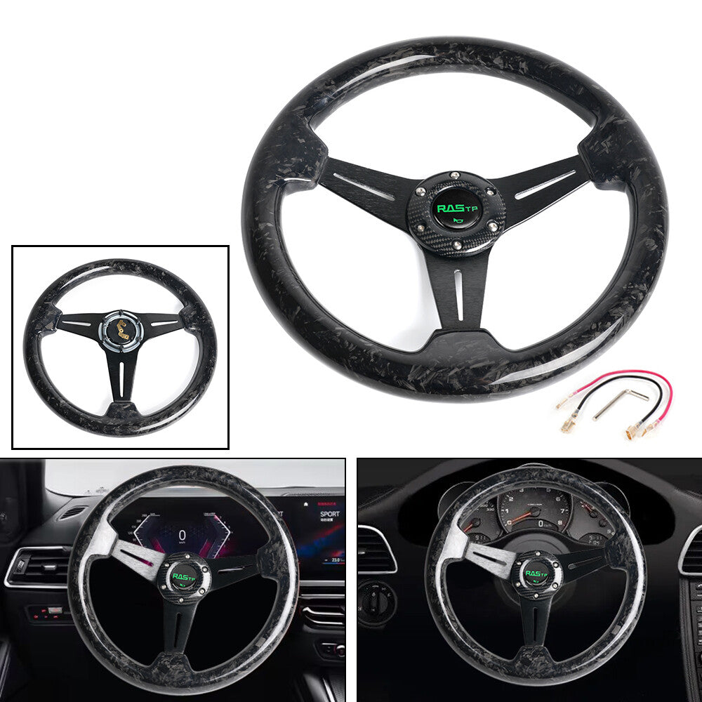 14INCH Universal Racing Steering Wheel Drifting Deep Dish Forged Carbon Fiber