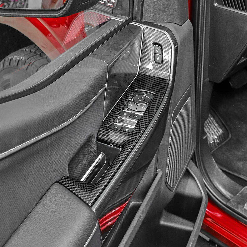 for Ford F150 2021-2023 Carbon Fiber Window Lock Lift Switch Button Panel Trim
