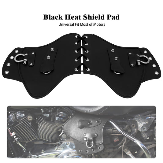 Black PU Leather Heat Saddle Shield Deflector Fits For Most Universal Motorcycle