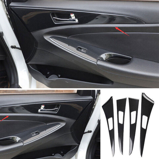 for Hyundai Sonata 2011-2014 Inner Door Bowl Panel Cover Trim Carbon Fiber ABS4