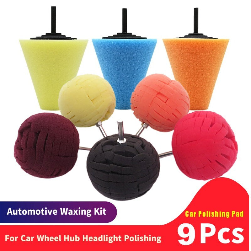 4-inch foam drill polishing cone ball pad car wheel waxing and polishing wheel polishing machine 9-piece set