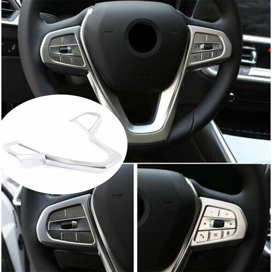 Matte Silver Car Steering Wheel Frame Cover Trim For Auto for BMW 5 Series G30 18-22