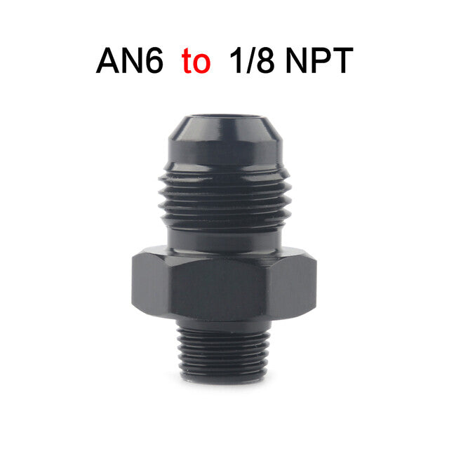 1-Piece Straight Adapter 6 AN to 1/8 NPT Accessories, Black Aluminum Premium Material