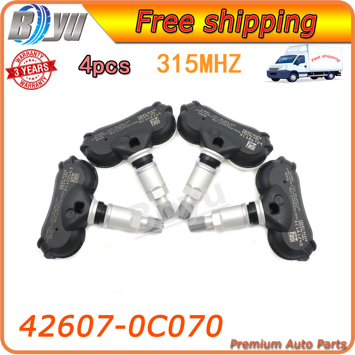 4x New TPMS Tire Pressure Monitor Sensor 42607-0C070 for Toyota for Sienna Tundra