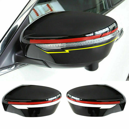 2Gloss Black Rearview Side Mirror Cover Trim for Nissan Rogue X-Trail 2014-2020