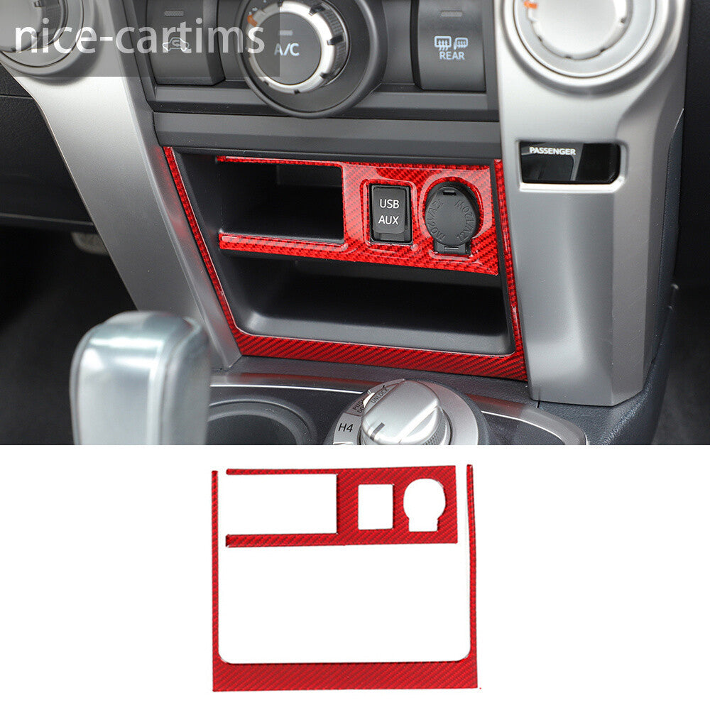 Red Carbon Fiber Cigarette Lighter Panel Decor Trim For Toyot@ 4Runner 2010-2023
