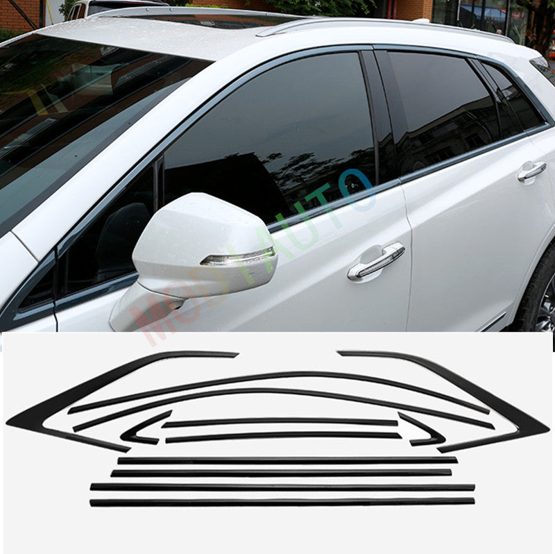 Black Steel for Cadillac XT5 2017-2022 Window Frame Strip Trim Cover Accessories