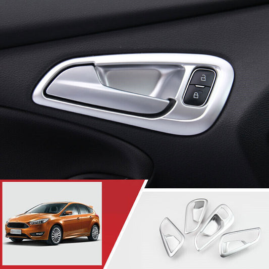 ABS Matte Silver Interior Door Bowl Frame Cover Trim 4P For 2015-2018 for Ford Focus
