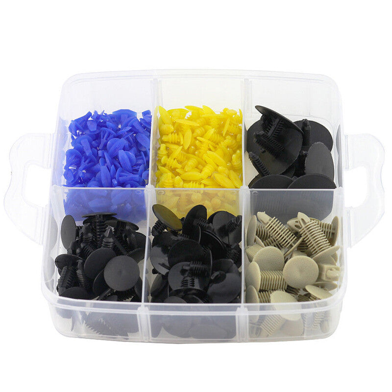500-piece pack of mixed automotive fasteners, door panel trim, bumper fender push rivets, 18 types