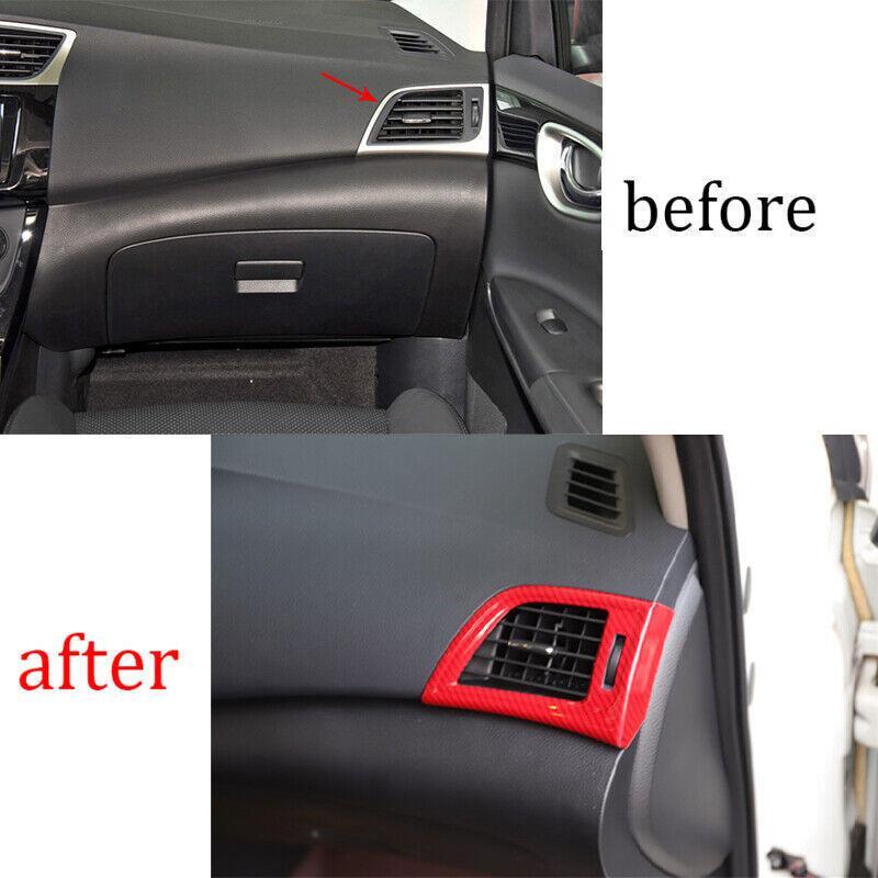 for Nissan Sentra 2013-2019 Red Carbon Fiber Left And Right Air Outlet Vent Trim