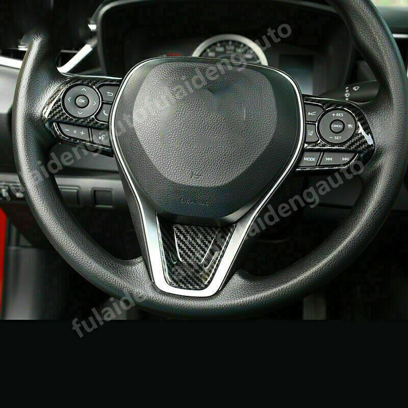 2For for Toyota for Camry 2018-2023 Carbon Fiber lnner Steering Wheel Button Frame Cover