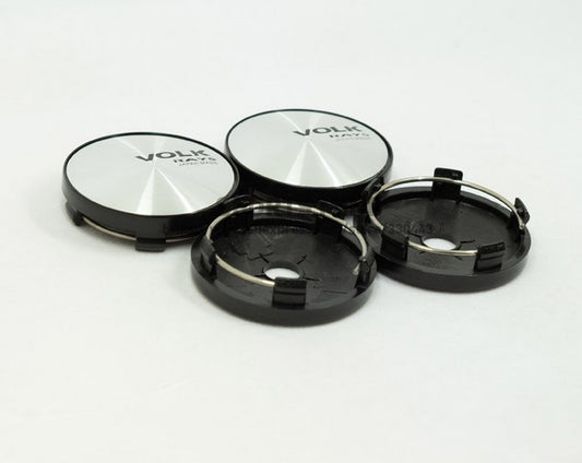 4x60mm Volk Rays wheel center hubcap rim cap badge silver black
