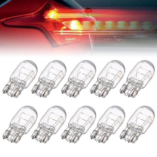 10-pack T20 7443 12V 21/5W Transparent Glass Turn Signal Stop Brake Taillight Bulbs