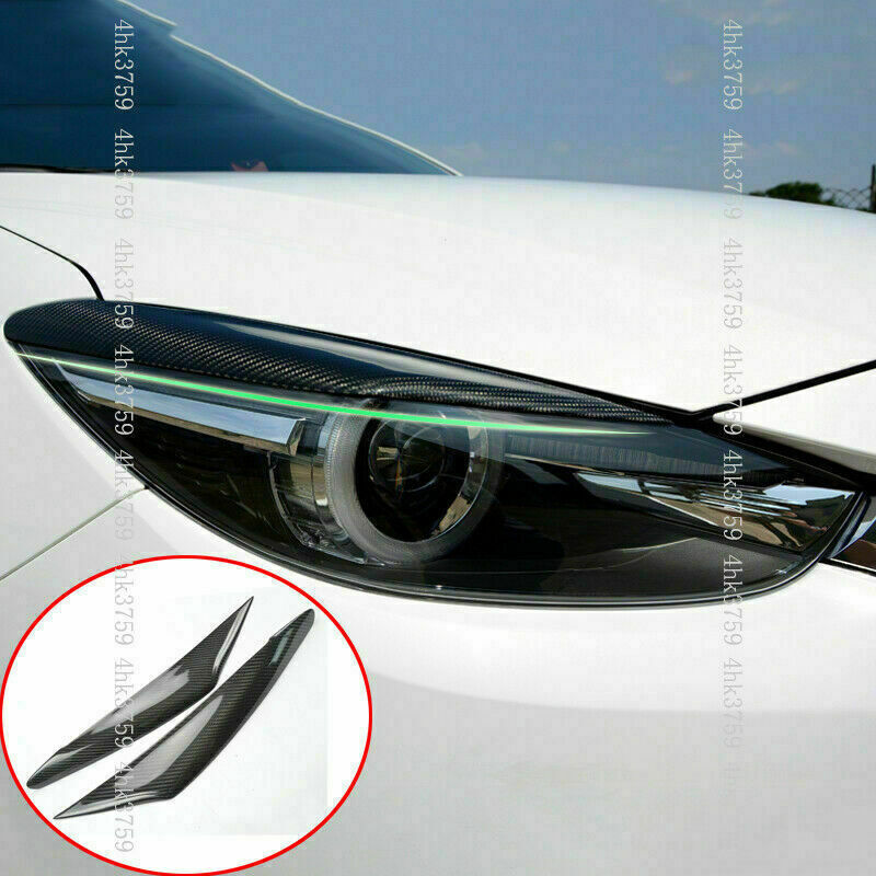 2p for Mazda 3 AXELA 2017-18 Carbon Fiber Headlight Eyelids Eyebrows Trim Cover
