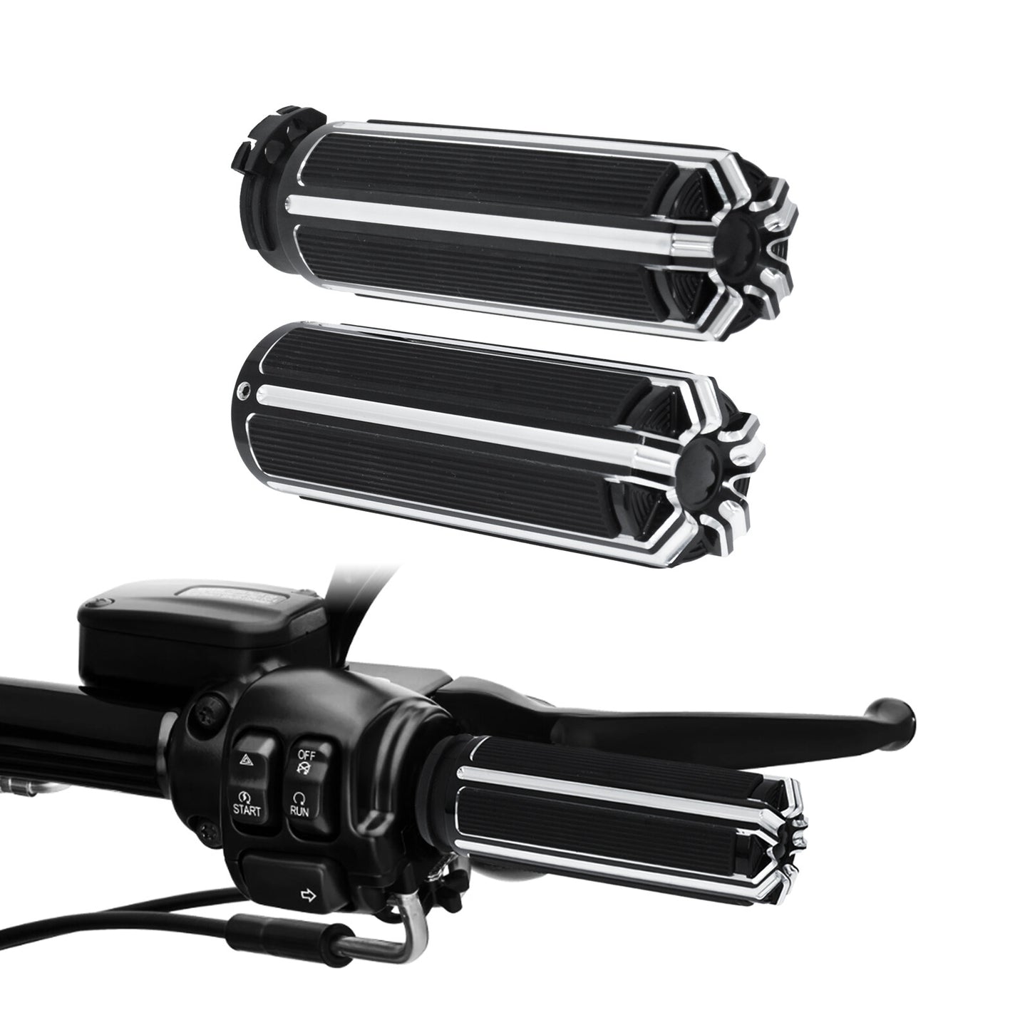 1 Black Motorcycle Hand Grips Fits For Dyna 96-17 Softail 95-15 Touring 96-07