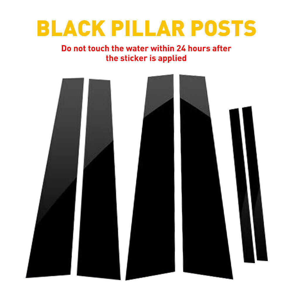 6PCS Black Pillar Posts Door Window Molding Strip Trim for Honda Accord 08-2012