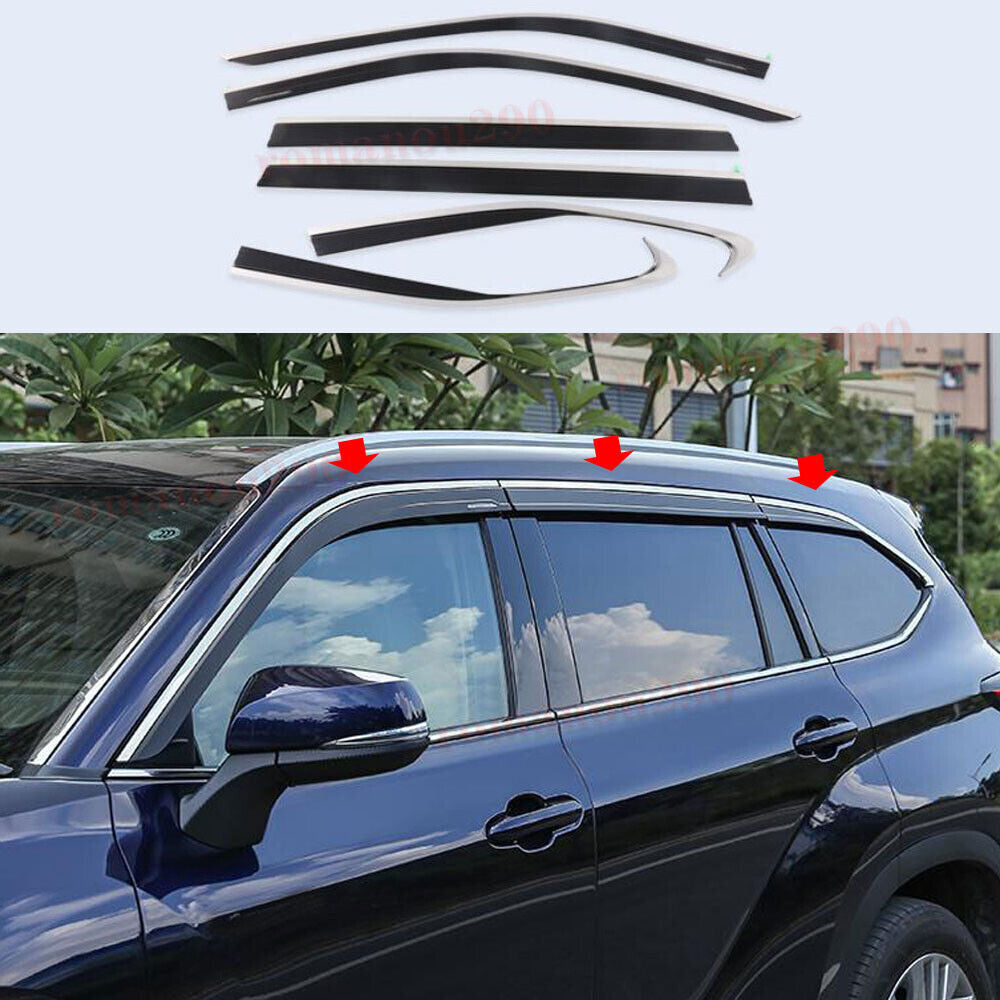 for Toyota Highlander 20-24 Window Visors Sun Rain Guard Deflector W/Chrome Trim