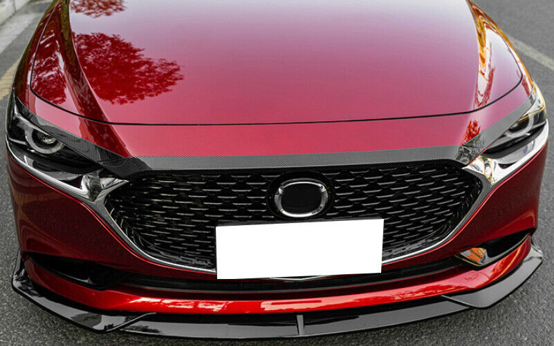 2019-2022 for Mazda 3 Axela Carbon Pattern Engine Hood Center Grille Strips Trim